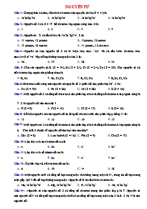 100 Câu trắc nghiệm Hóa học 8 - Nguyên tử hóa học (Có đáp án)